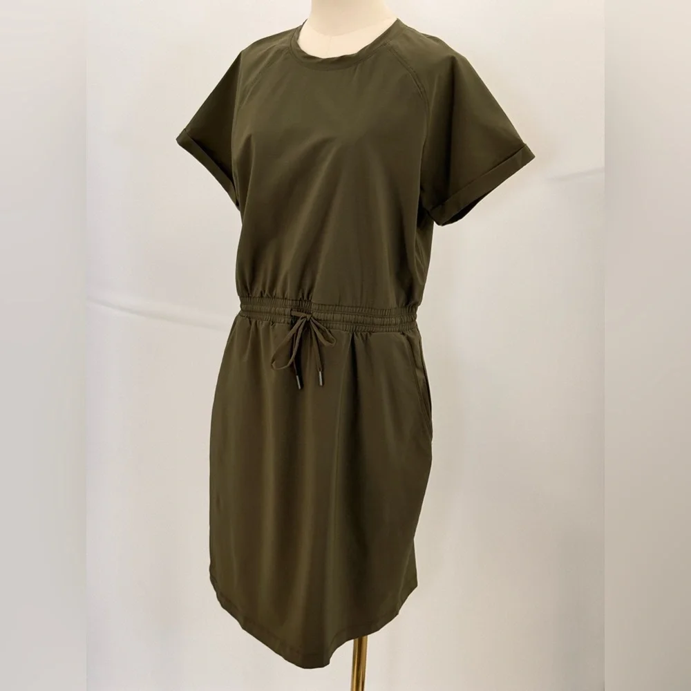 The North Face Never Stop Wearing Sage Green Active Dress Drawstring Waist SZ-L - Picture 3 of 13